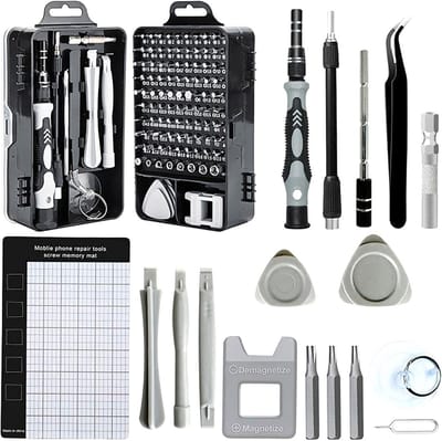 Precisie Schroevendraaierset - Reparatieset - Elektronica Reparatie - 122 Delig - 18 cm - Zilver