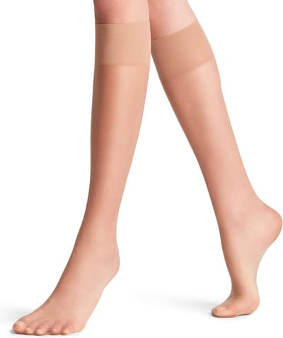 FALKE Shelina eenkleurig materiaal transparant 12 DEN kniekousen dames transparant - maat 35-38
