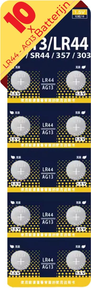 Maxenza LR44 Batterij - AG13 Batterij - 10 Batterijen - A76 Knoopcel Batterijen 1.5V V13GA