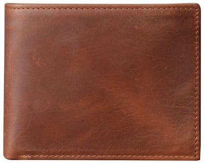 Portemonnee - Echt leer - Kort model - Meerdere kaartsleuven - 12*9,7*2 cm - Horizontaal - Roodbruin - 1 stuk