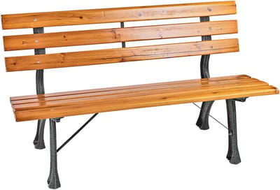 Parkbank Hout - Tuinbank Zitbank - Buiten Ontspannen - Gietijzeren Onderstel - 120 cm Breed - Mahoniekleur
