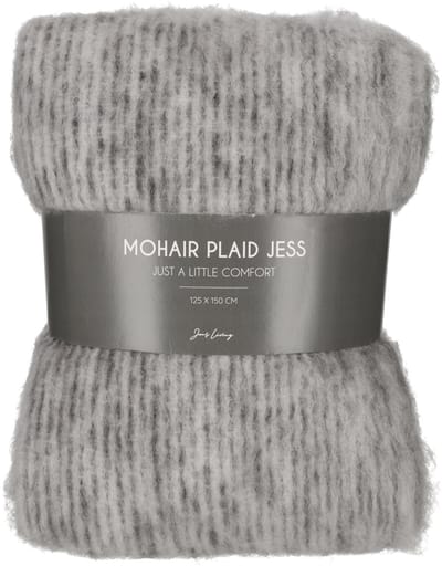 Jens Living Mohair Plaid Jess - 125 X 150cm - Grijs - Warm en Pluizig Woonplaid Van Mohair Wol
