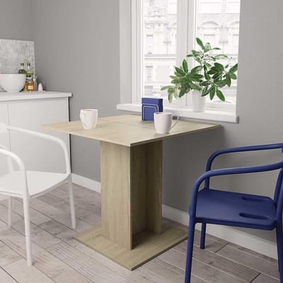 Eettafel Hout - Vierkante Tafel - Gezellig Eten - Brede Sokkel - 80 x 80 cm - Sonoma Eiken