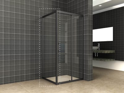 Wiesbaden Skyline zijwand voor nis schuifdeur 900 x 2000 x 8 mm nano helder glas/mat zwart