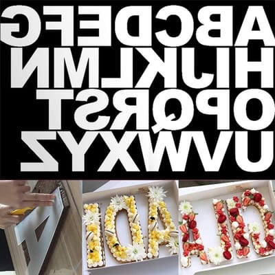26-delige 10" Alphabet Cake Mallen A-Z van Plastic voor Decoratie en Taartversiering met Room en Fruit