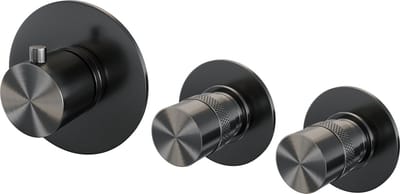 Brauer Gunmetal Edition inbouwthermostaat en 2 stopkranen met in- en afbouwdelen gunmetal geborsteld PVD