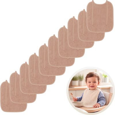 Funnies Slabben 10-Pack Pinkstone - Set van 10 Zachte Slabbetjes - Slabbers - Kwijldoekjes - Slab met Koordjes - Gemaakt van 100% Katoenen Badstof - Absorberend, Zacht en Makkelijk Wasbaar - Ideaal voor Voeden, Kwijlen en Bescherming van Kleding