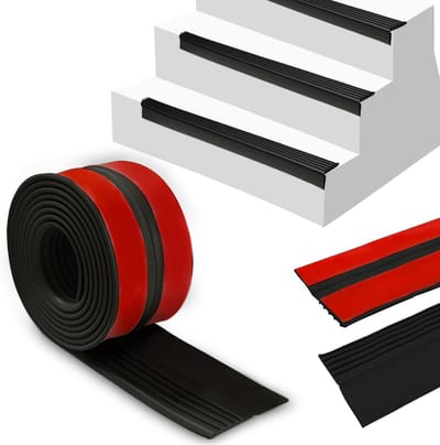 zelfklevend, 2 m antislip traprand, hoekprofiel, kunststof, hoeklijst, zelfklevend, 50 x 45 mm, pvc traprandbescherming, treden randprofiel, zwart