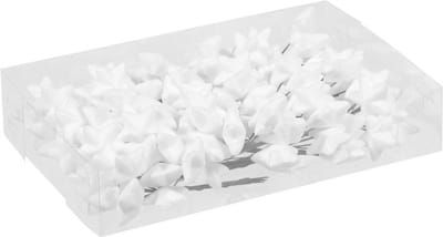 Sterretjes stekers - 108x - wit - kunststof - glitter - 4 cm - Kerststukje maken onderdelen