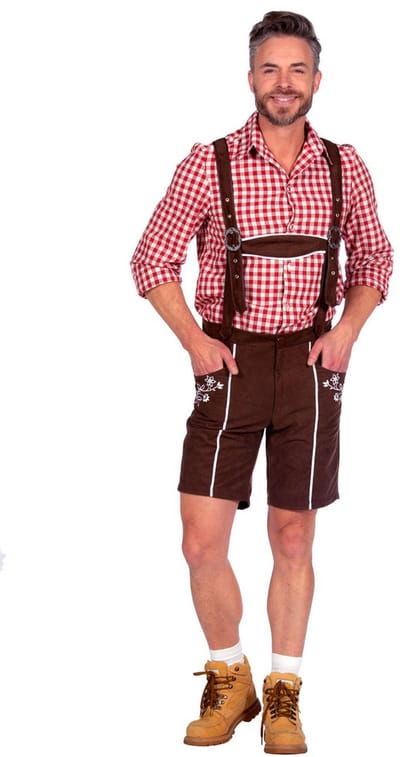 Drie Twee Een Zoepen Lederhose Bruin Man