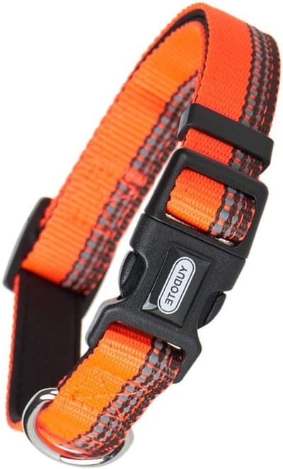 Zachte en Lichtgewicht Reflecterende Hondenhalsband van Polyester met Neopreen Voering voor Grote Honden, 40-66 cm, Oranje Bruin, Veiligheid, Comfort, Duurzaamheid