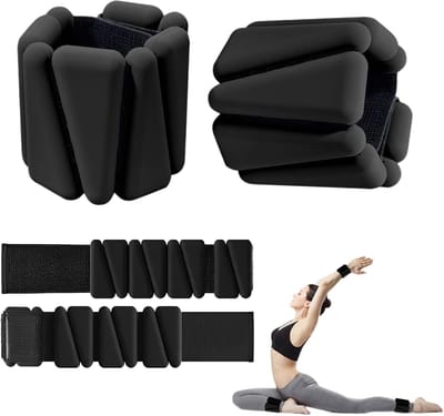 2 Stuks Verstelbare Pols en Enkelgewichten voor Dames en Heren, Siliconen Been Gewichten van 0,9 kg per Stuk, Geschikt voor Pilates, Hardlopen en Thuisworkouts（zwart）