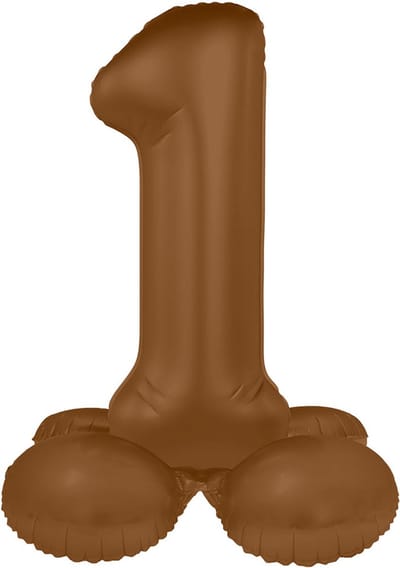 Folat - Staande folieballon Cijfer 1 Chocolate Brown - 72 cm