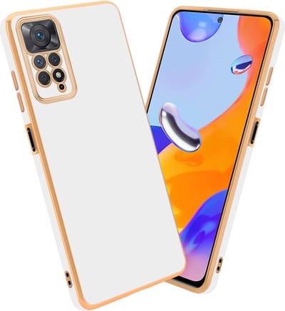Cadorabo Hoesje geschikt voor Xiaomi RedMi NOTE 11 PRO 4G / 5G in Glossy Wit - Goud - Beschermhoes Case Cover van flexibel TPU-silicone en met camerabescherming