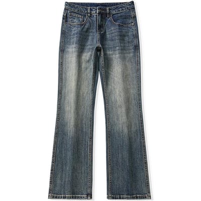 Micro-flare Lange Broek voor Herfst Nieuw Heren Middelhoge Taille Amerikaans Gewassen Slim Jeans 34 blauw