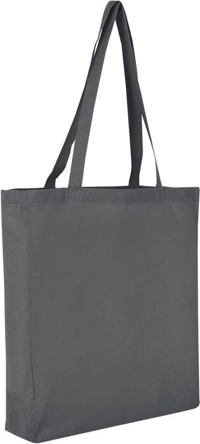 10x Katoenen Boodschappentassen Staalgrijs - Oeko-Tex Gecertificeerd - Shopper met Lange Handvatten