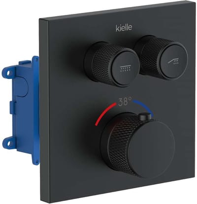 kielle Arkas I - Thermostatische inbouwkraan, met inbouwdeel, voor 2 functies, mat zwart 10611214