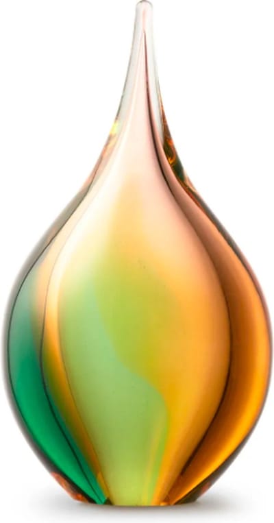 Urnencenter Druppel Mini Urn Kristalglas - Goudkleurig/Groen - Urn voor as - Gedenkartikel