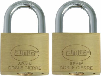 Amig Hangslot met 2 sleutels - 2x - 30 mm - messing - kofferslot