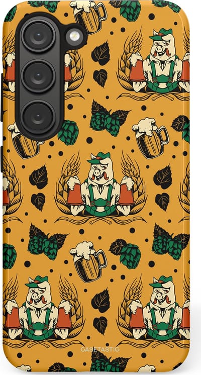 Casetastic hoesje geschikt voor Samsung Galaxy S23 - Dubbellaagse bescherming - Oktoberpret - Fashion Case - Goud Taupe Donkergroen Donkergrijs