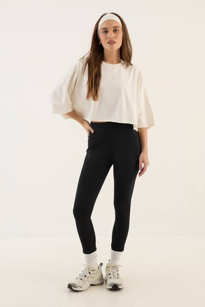 Dames DSGN Studio Sport Hoge Taille Zak Detail Sportlegging | Zwart | Maat: Large