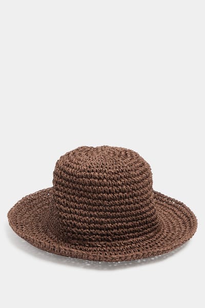 Yours Chocoladebruine Geweven Vissershoedsize One Size