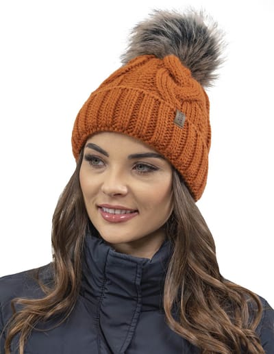 Vivisence muts met pompon die warmte en comfort combineert met een moderne look One size - oranje