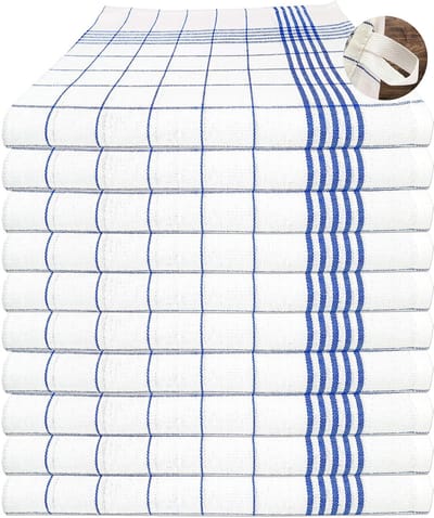 Dailygoody - Theedoeken - Keukenhanddoek 10 stuks - 100% Katoen - Blauw-wit Geruit - Vaatdoeken - Geschikt voor dagelijks gebruik