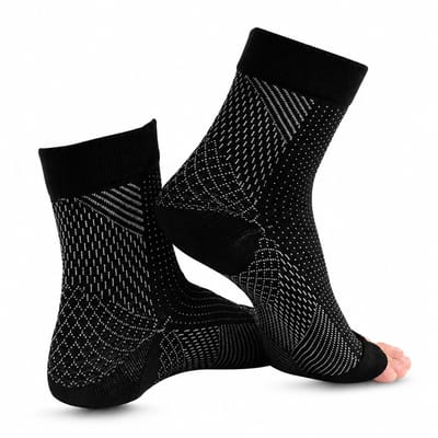 KANGKA Enkelsteun Sokken maat - L/XL - Enkelbrace voor Plantar Fasciitis - Enkel Bandage - Voet brace - Enkelondersteuning - Unisex - Zwart