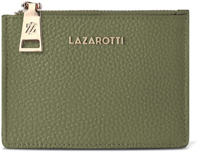 Lazarotti kaarthouder Bologna Leather Zip Etui 4 Card Slots Olive olijfgroen