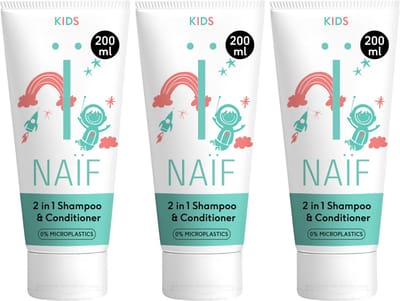 Naïf - 2-in-1 Shampoo & Conditioner - Voordeelset - Kids - Haarverzorging - Anti-klit - Natuurlijk - 3x200ml