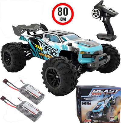 PolkaHome® Razendsnelle RC Auto 1:16 4WD – 80 km/u – Borstelloze Motor – Waterdicht – Met 2× 7.4V 1300mAh Li-Po Batterijen – Offroad Drift Auto met LED Lichten – Voor Volwassenen