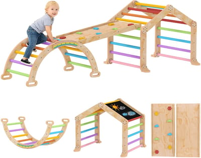 AIYAPLAY - Kinderklimtoestel - Massief hout - 100x52,5x48cm - Natuurlijk hout