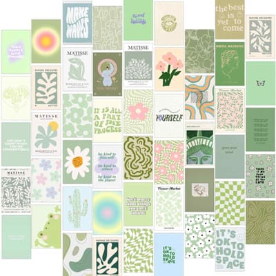QTTVBTNA Groene Plant Wand Collage Kit – 50 Vintage Botanische Posters – Kamerdecoratie – Kunstwand – Slaapkamer & Kantoor – 10 x 15 cm