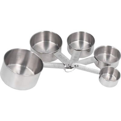 5 stuks Stapelbare RVS Maatbekers Set met Schaal Keuken Koken Bakgereedschap L(for 6.5-9kg) gray