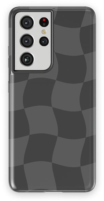 Checkered Warp Hoesje Samsung Galaxy S21 Ultra | Geschikt Voor Mag | Uniek Design Hoesje | Beschermhoes Samsung Galaxy S21 Ultra Grey Motion