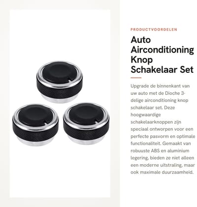 Dailygoods - Auto Airconditioning Knop Schakelaar Set - Duurzaam en Stijlvol - 3-delig - Geschikt voor elke auto - Eenvoudige installatie - Betrouwbar...