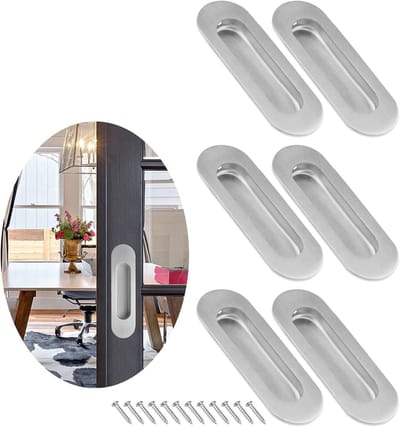 Multifunctionele RVS Schuifdeurgrepen - 6 Stuks Verborgen Ovalen Handgrepen voor Lades, Kasten en Kleerkasten, 120 x 40 mm