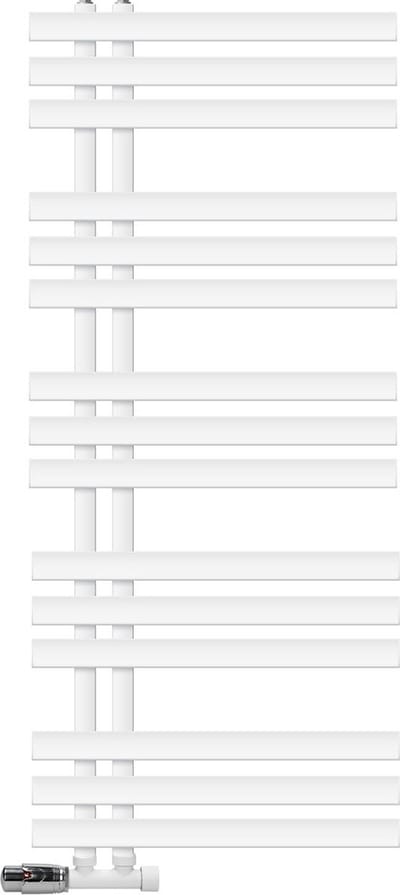 Badkamer radiator middenaansluiting 500x1200 mm wit met muuraansluitset LuxeBath