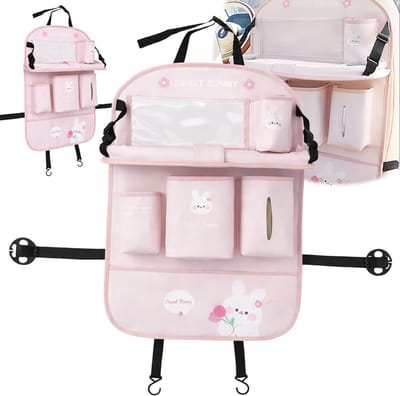 Auto Organizer - Autostoel Beschermer - voor Kinderen - met Tablet Houder - Roze