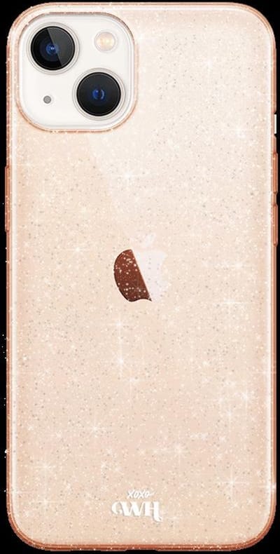 xoxo Wildhearts siliconen glitter hoesje - Sparkle Away Gold - Geschikt voor iPhone 14 - Shockproof case met glitters - Goud