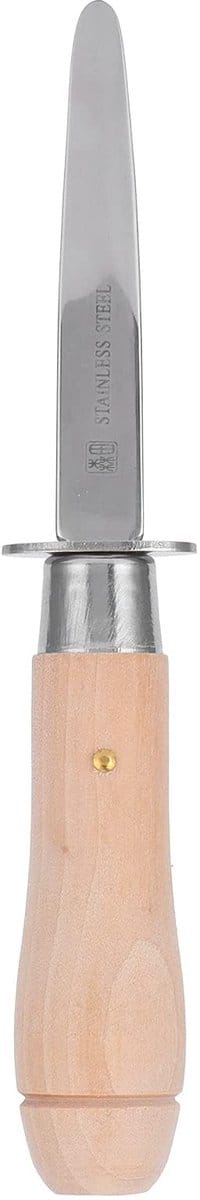 Dailygoods- Oestermes - Roestvrij Stalen Lemmet - Houten Handvat - Lange Handgreep - Duurzaam - Comfortabel Gebruik