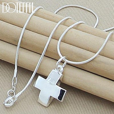 925 Sterling Zilveren Kruis Hanger Ketting 16-30 Inch Snake Chain Voor Vrouwen Man Bruiloft Verlovingsfeest Sieraden 70cm gray