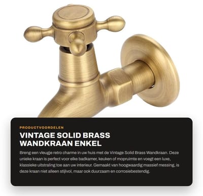 Dailygoods- Kraan Retro Design - Wandmontage - Enkele Handgreep - Hoogwaardige Messing - Corrosiebestendig - Eenvoudig te Installeren - Waterkraan