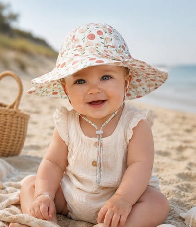 Baby Zonnehoedje met Kersenprint – Maat 48 – UV Beschermend Hoedje voor Meisjes – Zomer Musthave