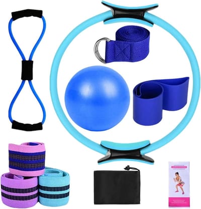 Pilates Set - Trainingsaccessoires - Thuis Fitness - Verhoogd Uithoudingsvermogen - 37 cm - Blauw