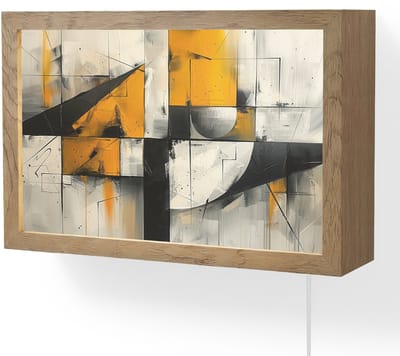Wandlamp 30x20 cm - Oplaadbaar - Geel - Abstract - Modern - Vormen - Wandlampen binnen woonkamer - Slaapkamer lamp met kabel - Decoratieve nachtlamp - Vloerlamp snoer