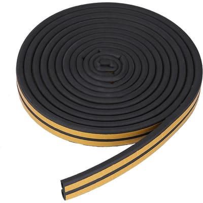 5 Mètres 9*6mm Bande d'Étanchéité Auto-adhésive pour Porte Fenêtre Isolation Phonique Joint en Caoutchouc (blanc) noir