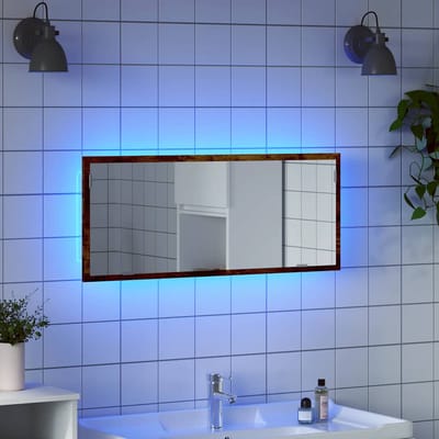 vidaXL - Badkamerspiegel - met - LED - 100x8,5x37cm - bewerkt - hout - gerookt - eiken