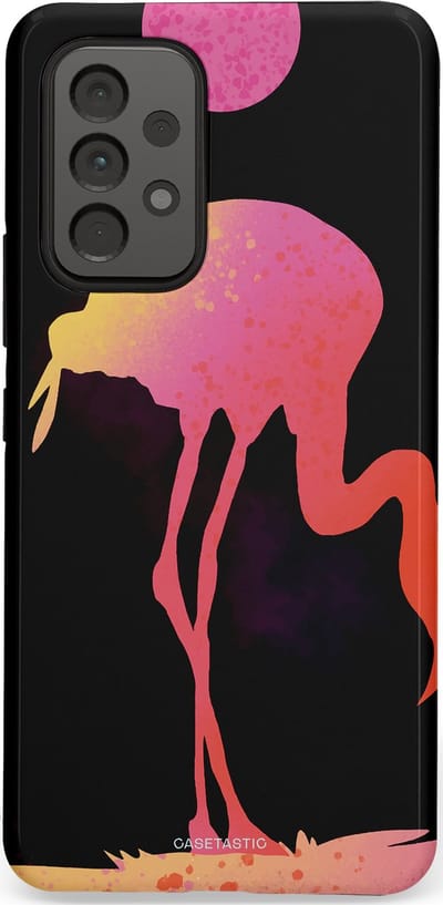 Casetastic Hoesje Geschikt voor Samsung A53 - Stijlvolle Beschermende Duo-layer Case - Silhouet Flamingo